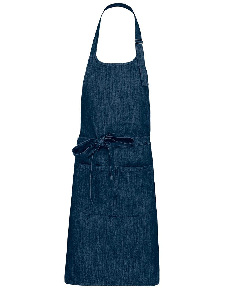 K890 - Schort van Polykatoen met zak - Denim