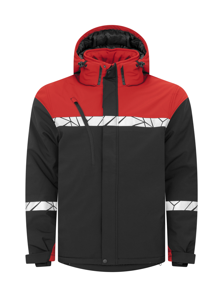 7413 GEVOERDE SOFTSHELL JAS - Zwart/Rood